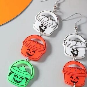 Festive Halloween Bucket Witchy Ghost Drop Dangle Earrings McDonald’s inspired